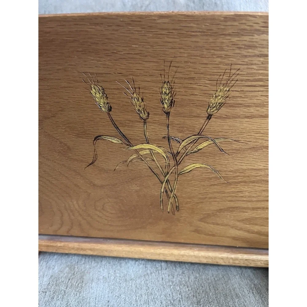 Vintage Oak Wooden Magazine Rack With Handle Adjustable Wheat Design
